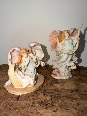 Seraphim Pastel Angel Figurines - Pink & Cream Accents